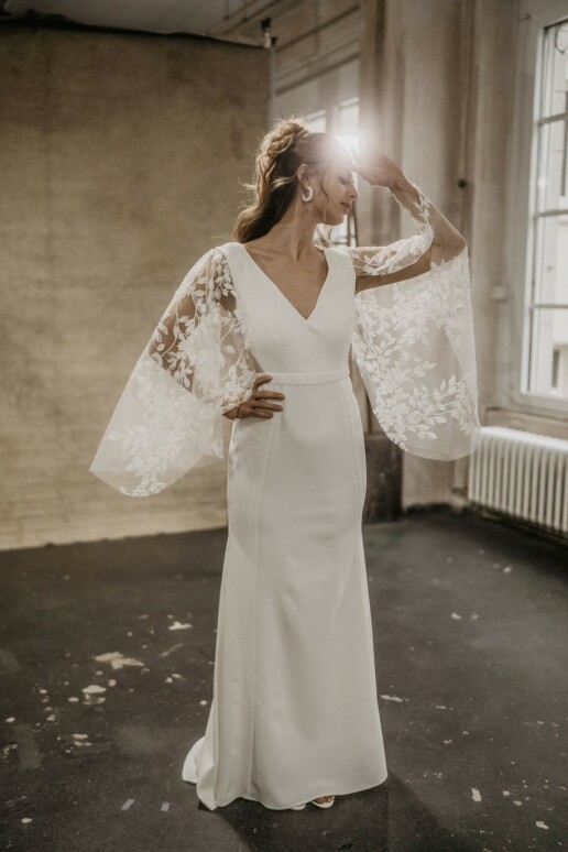 Cameron dress with shoulder veils